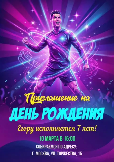 Приглашение на праздник в неоновых лучах