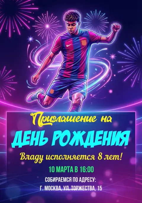 Приглашение на день рождения в стиле футбольного фэнтези
