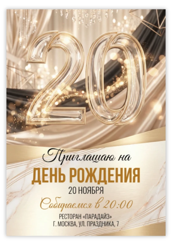 Приглашение на юбилей в золоте и шелке