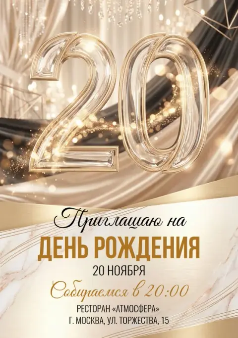 Приглашение на юбилей в золоте и шелке