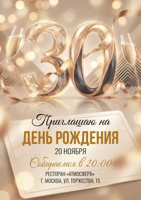 Пригласительное на юбилей «30 лет»