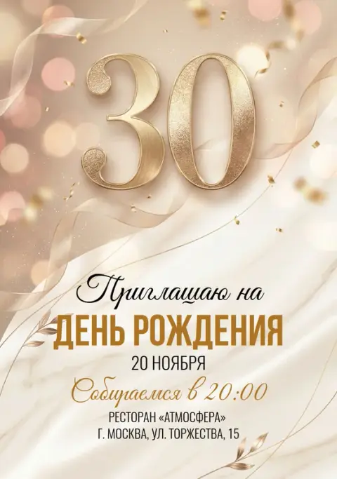 Приглашение на день рождения «30 лет»
