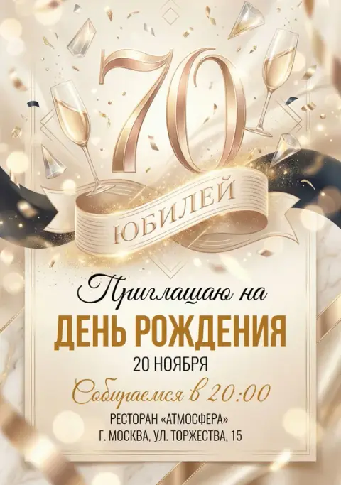 Приглашение на юбилей «70 лет»